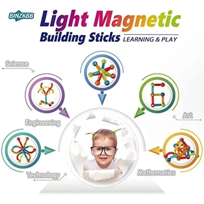 Jeu de Construction,3D Jouet Construction Magnétiques Enfants avec des lumières  pour Les Enfants 3 4 5 6 7 Ans+-2