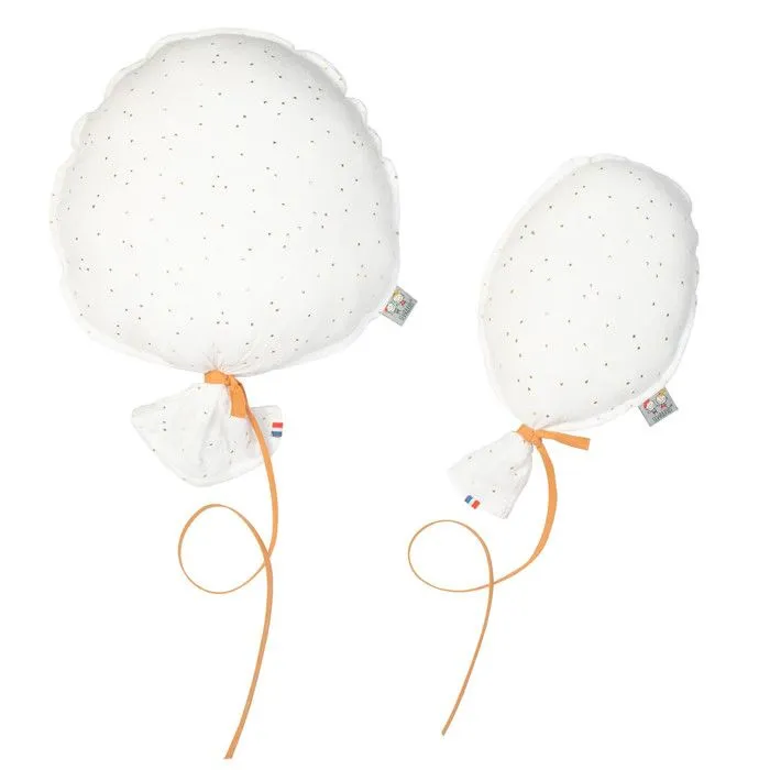 Ballon mural décoratif en gaze de coton 28 cm Blanc à pois or-1
