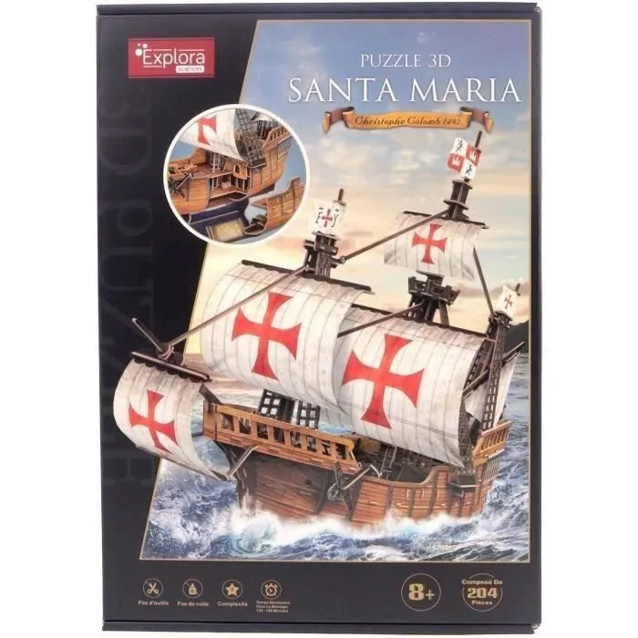 Puzzle 3D - Bateau Santa Maria - Jeu de construction - EXPLORA - 204 pièces - Dès 8 ans-3