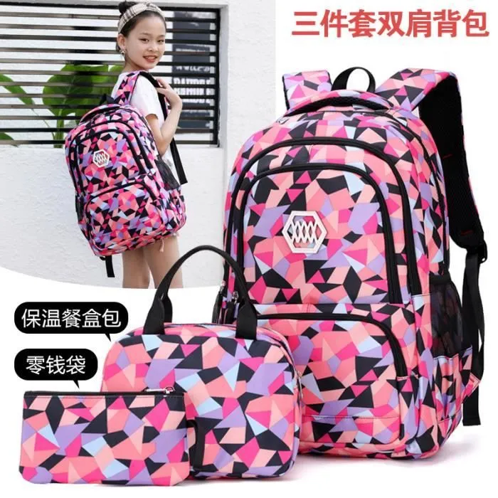 Sac à Dos+Sac Crayon+Petit sac à bandoulière lycée collège Scolaire Sacs école Ado enfant Garçons Filles backpack-741-1