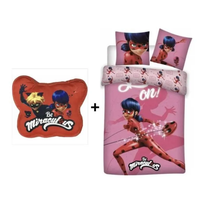 Miraculous - Ensemble Parure 140 x 200 cm + Coussin 35 x 29 cm.-0