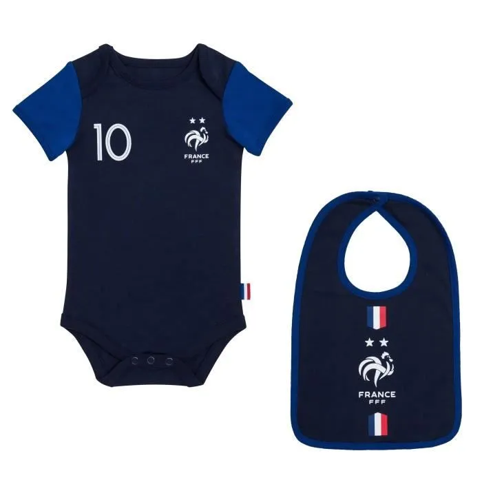 Body + bavoir FFF bébé - Kylian MBAPPE - Collection officielle Equipe de France de Football-1