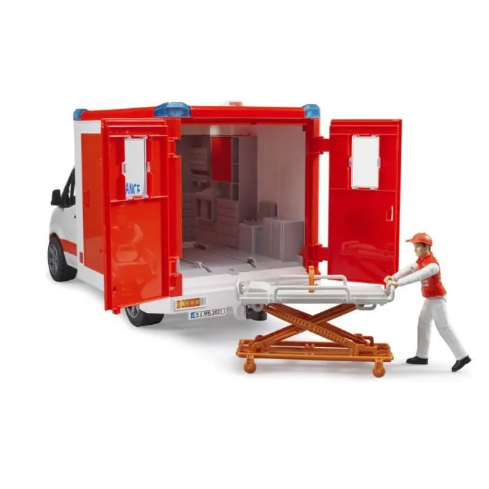 Ambulance MB Sprinter avec conducteur et module son et lumière - Bruder - 02676-1