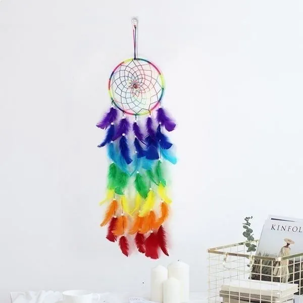 Attrape-Rêve - Arc-en-Ciel - 87 cm - Décoration Intérieure - Capteur de Rêves - Mixte-1