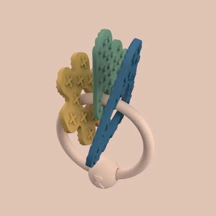 Hochet - Paul - Formes inspirées de paysages - Silicone - Vert, jaune et bleu - Louise et Gabriel-3