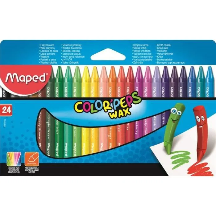 Maped  Cire Crayons Color Peps Wax, 24 Étui en carton - 861013-0