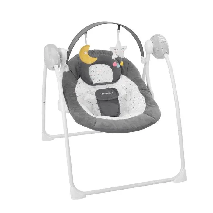 Badabulle Balancelle Electrique Confort - Pliable - Ultra Compact - Arche de jeux amovible, Moonlight-0