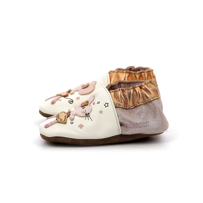 ROBEEZ Chaussons Dancing Mouse Blanc rose glitter-4