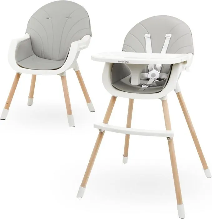 Moby-System Chaise Haute bébé Amelia2- 3 en 1- Enfant de 6 mois à 6 ans- Plateau- Repose Pieds- Ceintures de Sécurité- antidérapants-0