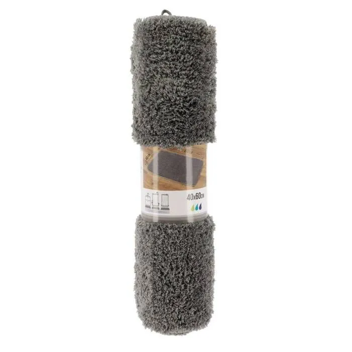 TENDANCE - Tapis de salle de bain Gris en Microfibre Confort et Doux 40 x 60 cm-0