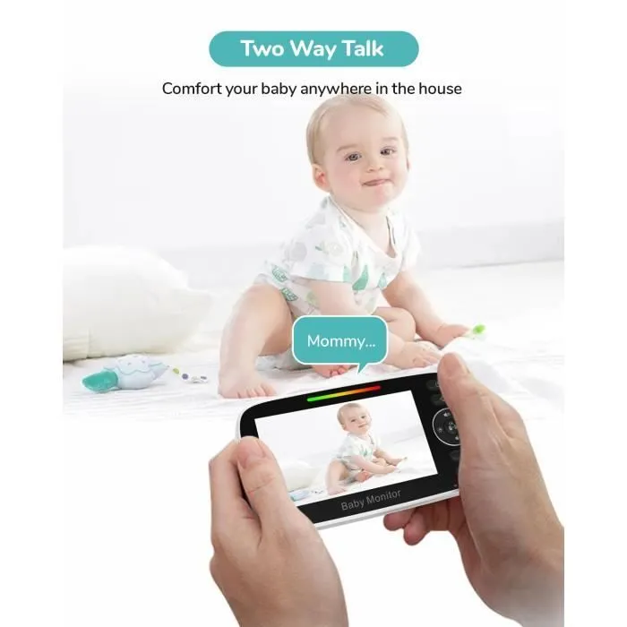 Babyphone, Écran LCD 4,3'' et Babyphone Camera de 2100mah, Bébé Moniteur avec VOX, Vision Nocturne, Communication bidirectionnelle-3