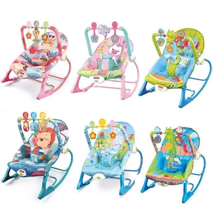 Transat bébé électrique vibrant et musical avec 3 jouets pour 0 à 3 ans bébé, Rose-3