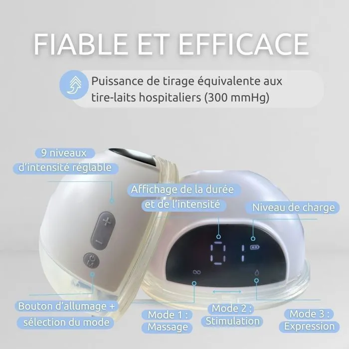 Emy Pump - Tire Lait Électrique Main Libre  | 6 tailles de Téterelles Incluses| silencieux et discret | Portable sans fil Autonome-3