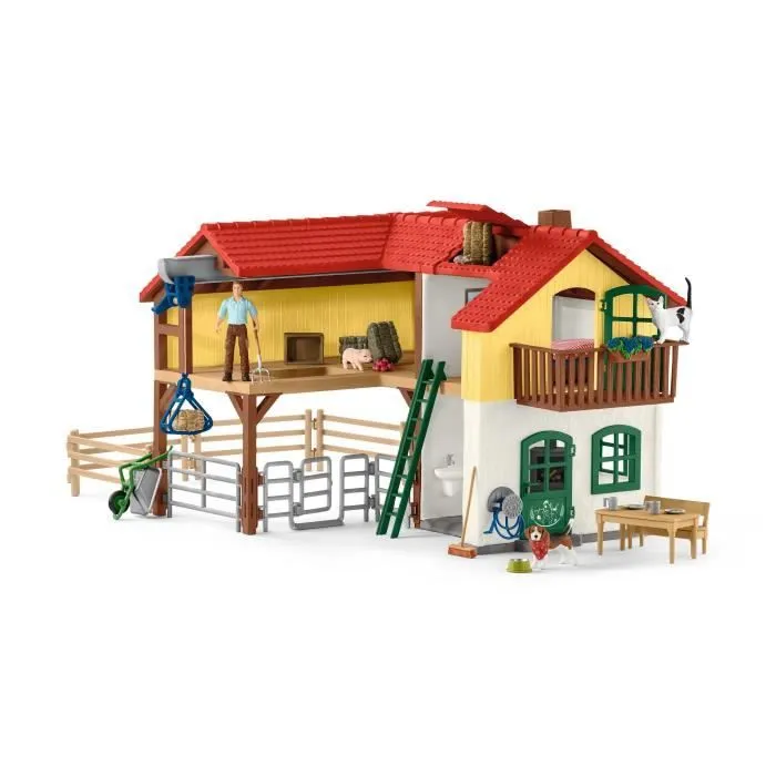 Ferme avec étable et animaux, coffret de 97 pièces avec figurines, Schleich 42407 Farm World, Dès 3 ans-2