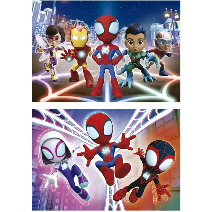Puzzle en bois SPIDEY & HIS AMAZING FRIENDS - 2x16 pièces - Enfant - Mixte - Licence Spiderman-1