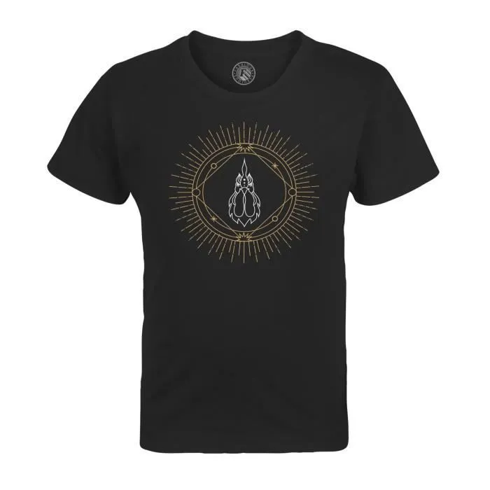 T-shirt Enfant Noir Coq Signe Astrologie Chinois Zodiaque Dessin Horoscope Animal-0