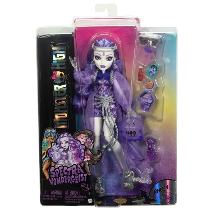 Monster High-Spectra Vondergeist-Poupée, furet Rhuen et accessoires HXH77-5
