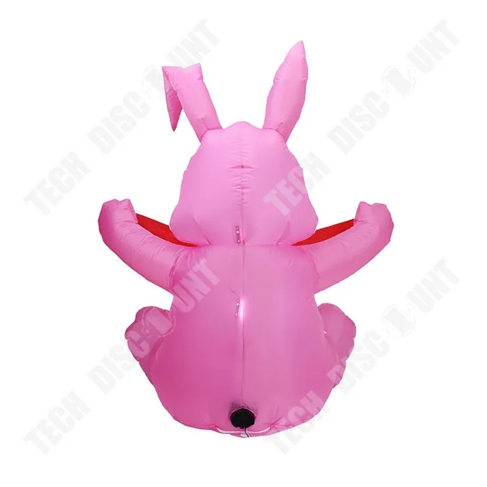 TD® Lapin de Pâques gonflable 1.5m Fête extérieure Pink Cute Bunny LED Light Up Inflatable Patio Lawn Garden Decoration-1