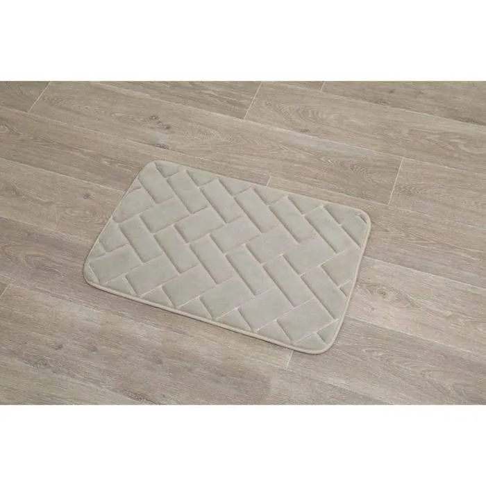 TAPIS POLYESTER RELIEF BRIQUES 40X60CM - TAUPE - Tendance-0