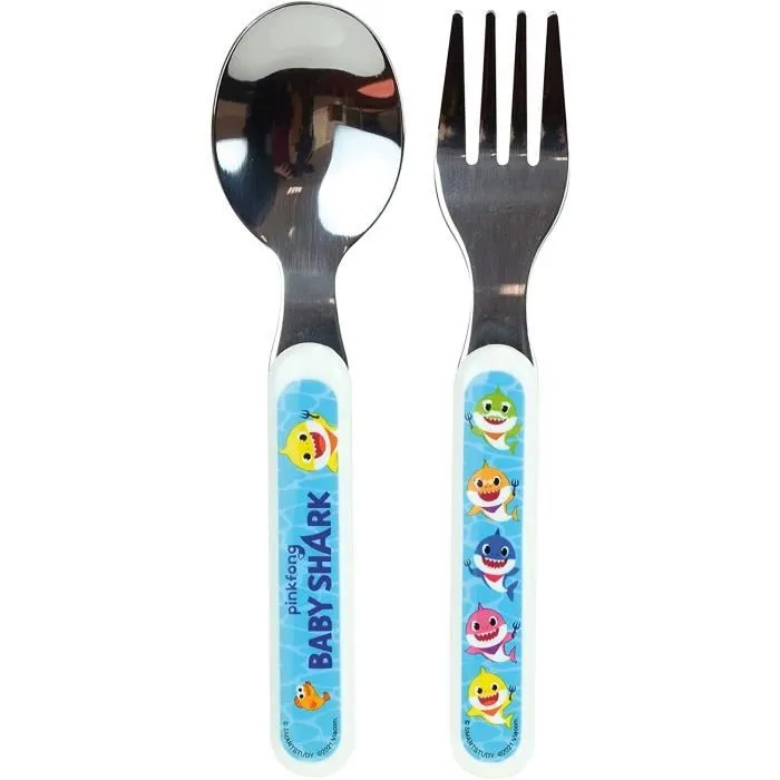 BABY SHARK ENSEMBLE COUVERTS INOX (FOURCHETTE, CUILLERE)-0
