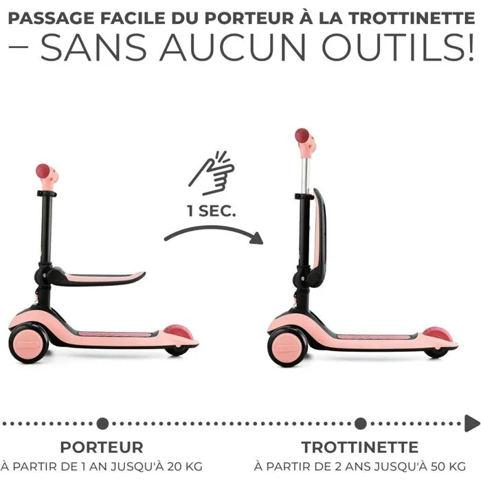 Draisienne 2 en 1 - vélo et trottinette HALLEY - KINDERKRAFT - Rose - 3 roues - Au guidon-2