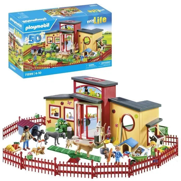 PLAYMOBIL 71599 Pension des animaux avec soigneurs et enfant, My Life, 72 pièces, Dès 4 ans-0