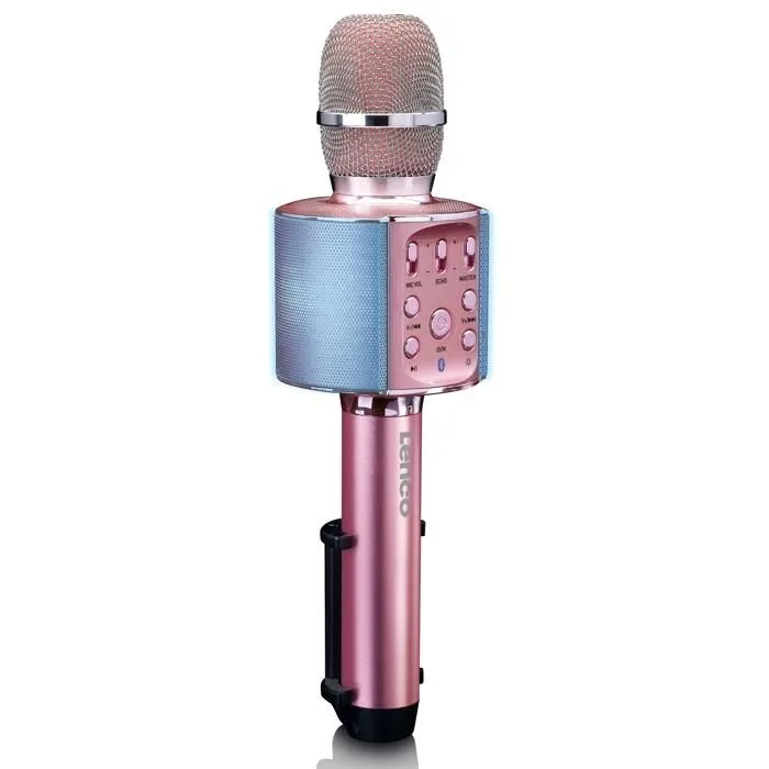 Lenco BMC-090PK - Microphone Bluetooth® pour karaoké avec enceinte et éclairage - Rose-1