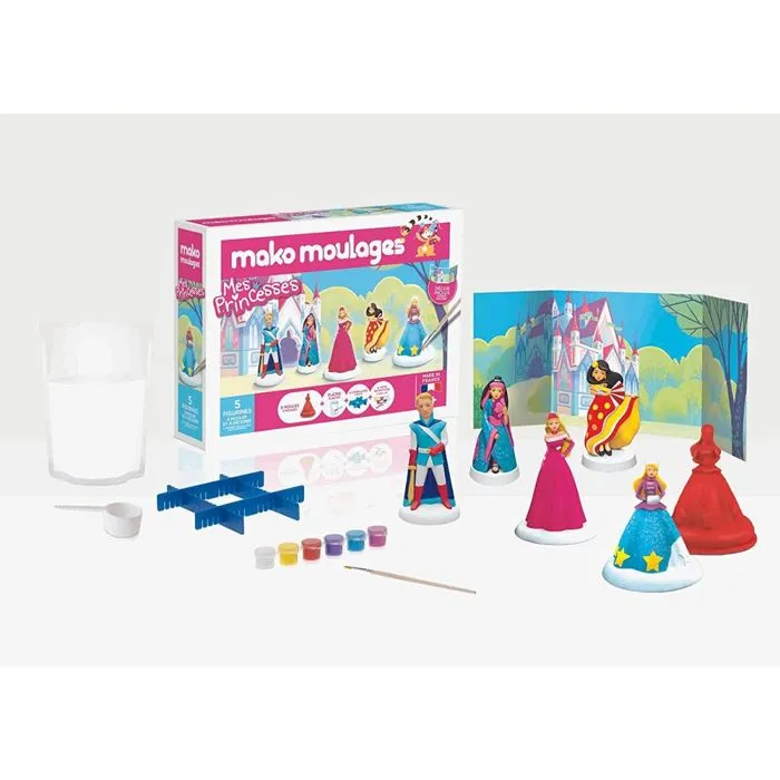 Kit de moulage Mes Princesses - MAKO MOULAGES - 5 moules - Peinture nacrée et pailletée-2