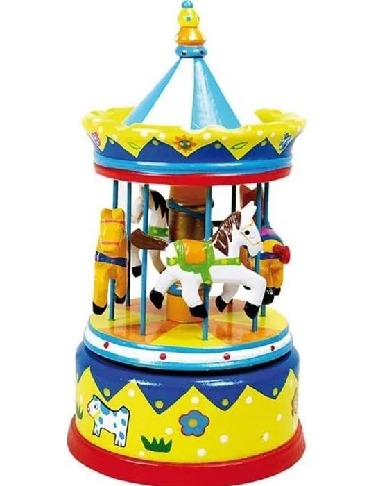 Boîte à musique - ULYSSE - Carrousel jaune - Mixte - Enfant - Ø10 x 22 cm-1