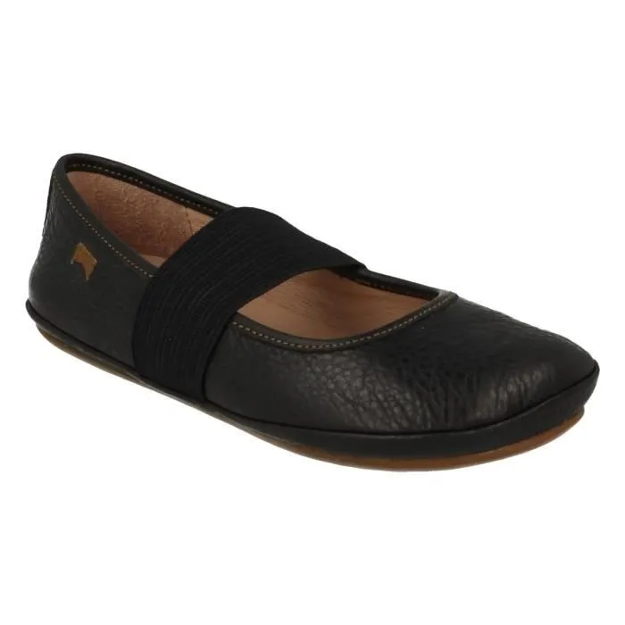 Chaussons enfant en cuir pleine fleur - CAMPER - Right - Noir - Fille - Bande élastique-0