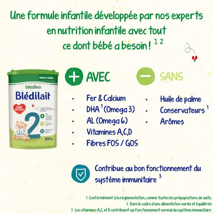 3 Boîtes de Lait en poudre Blédilait 2 (3x900g) - Blédilait De 6 à 12 Mois-1