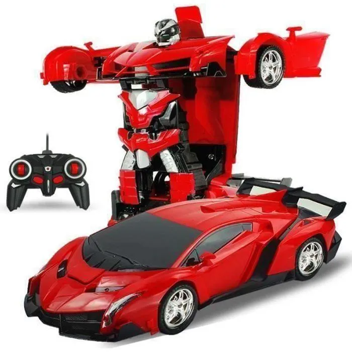 Voiture Robot Télécommandé 2 en 1 - F0B793 - Rouge - Pour Enfant-0