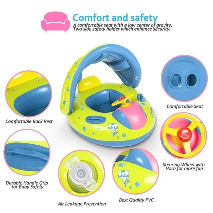 Siège De Piscine Gonflable pour Bébé - FOLAYA - Modèle Siège - Vert - 6 mois et plus - PVC-1