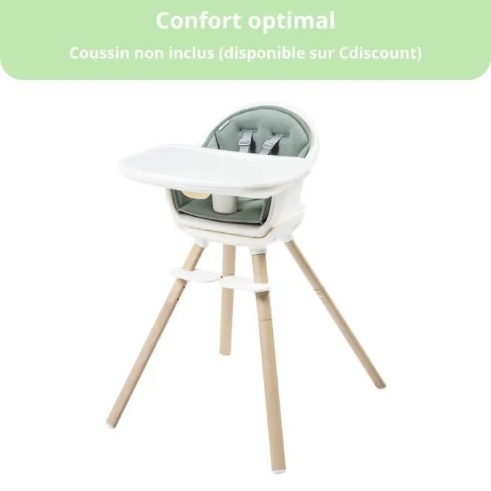MAXI-COSI Moa Chaise haute bébé évolutive 8 en 1, Chaise haute/Réhausseur/Tabouret/Bureau, De 6 mois à 5 ans, Beyond White2 Eco-4