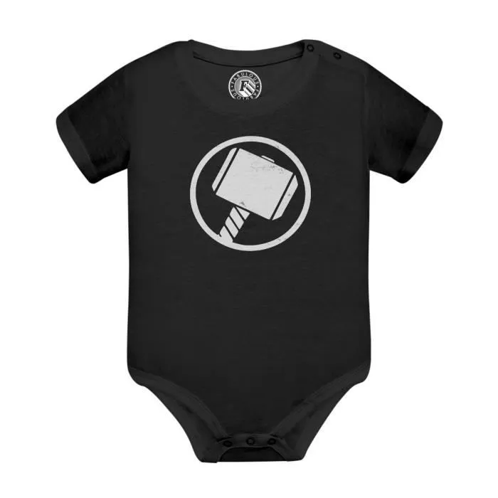 Body Bébé Manche Courte Noir Thor Super Héros BD Film Geek-0