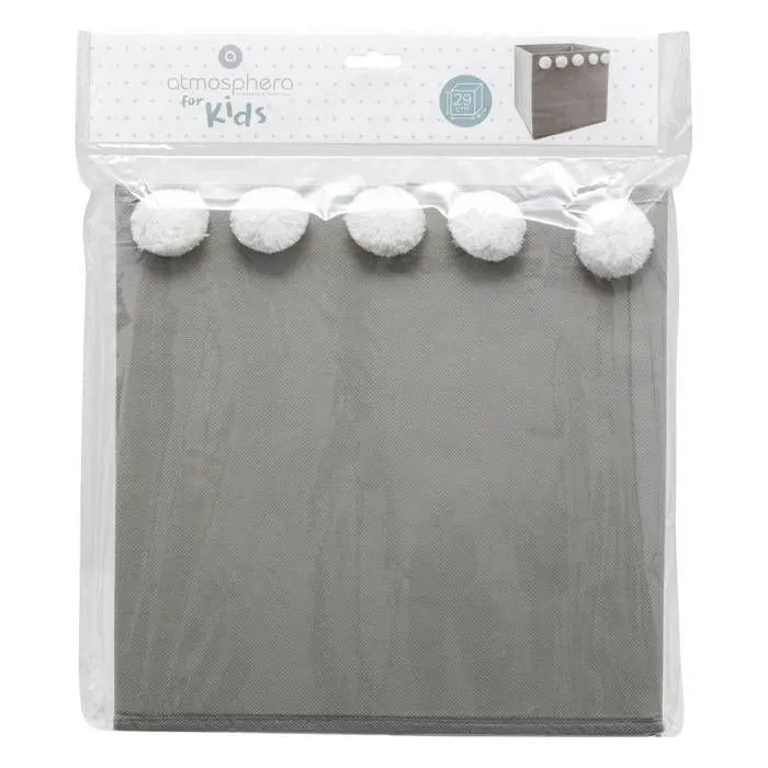 Bac de rangement enfant pompons - gris - Gris - Atmosphera createur d'interieur-1