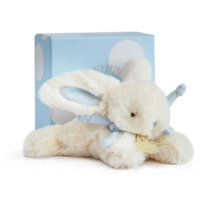 Peluche - DOUDOU ET COMPAGNIE - Lapin Bonbon - Souple - 16cm - Blanche et bleu pastel-0