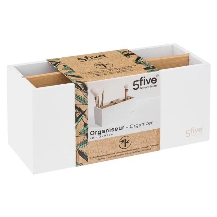 Organiseur de salle de bain - FIVE - Natureo - 4 Compartiments - Blanc-1