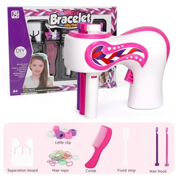 Toy coiffeur,With box--Machine à tresser les cheveux électrique automatique, bricolage à la mode, rouleau à tricoter torsadé, outils-0