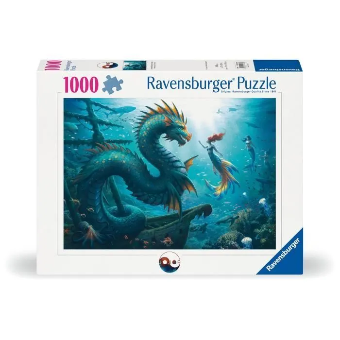 Puzzle 1000 pièces Dragon, sirène et tortues des profondeurs, dès 14 ans, Monstre, 12001434, Ravensburger-4