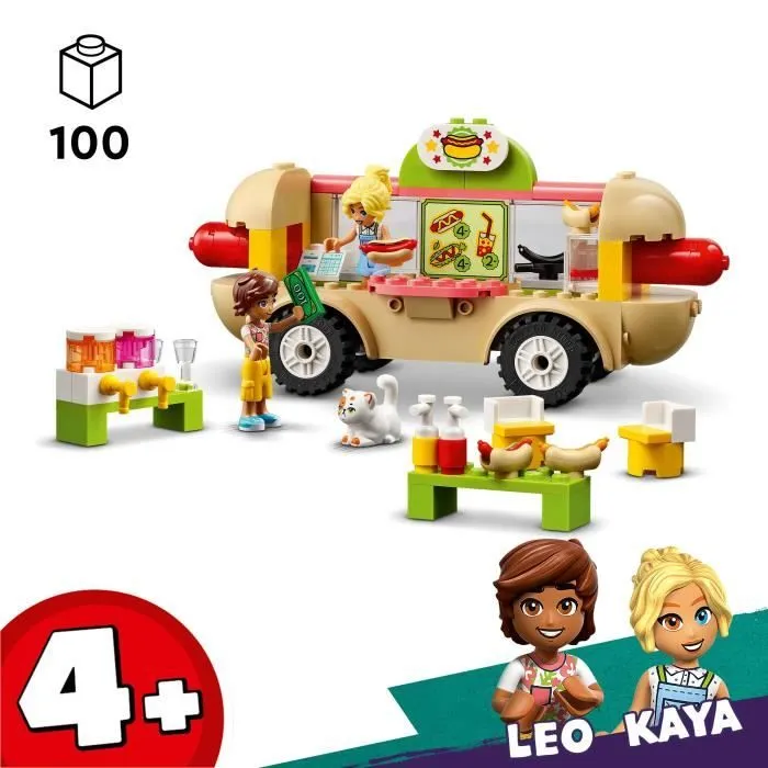 LEGO® 42633 Friends Le Food-Truck de Hot-Dogs, Jouet de Restaurant Mobile, avec Figurines et Chat, Cadeau Enfants-1
