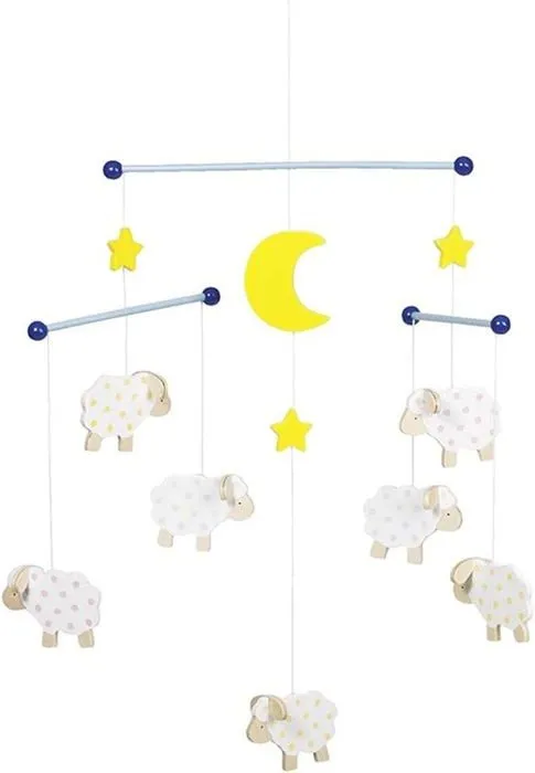 Mobile en bois - Goki - Petits moutons - Mixte - Bébé - Jaune-1