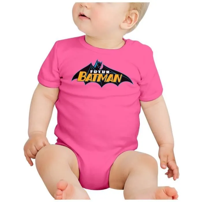 Body Bébé Manche Courte Rose Futur Batman Héros Film-1