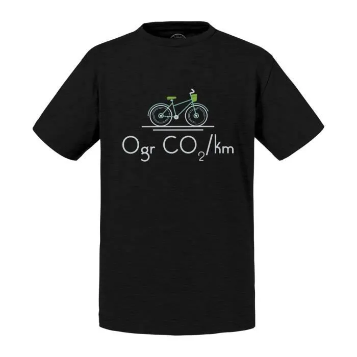T-shirt Enfant Noir 0gr CO2/km Vélo Vert Écologie Environnement Planète-0
