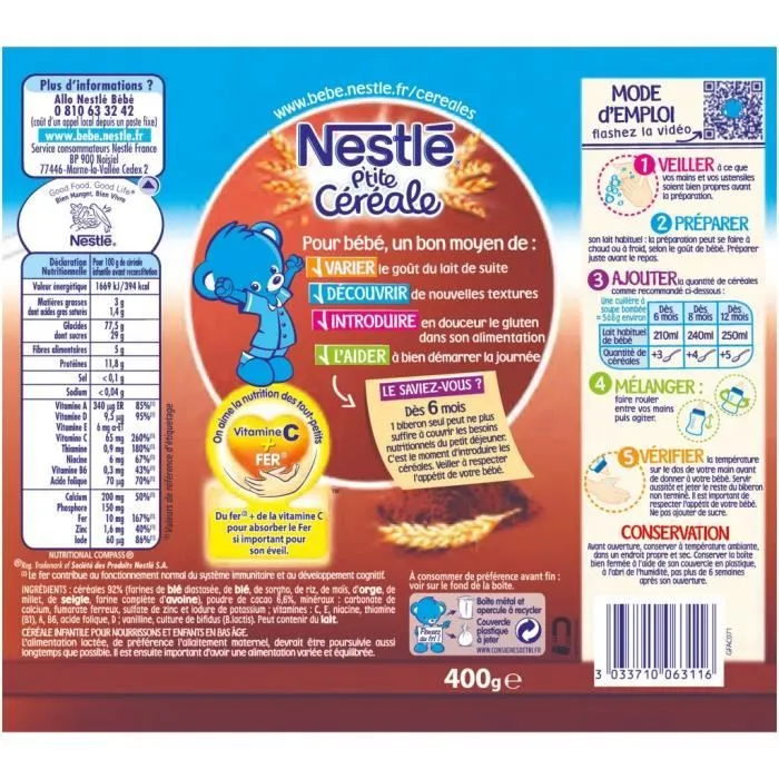 NESTLÉ P'tite Céréale Cacao - 400 g - Dès 6 mois-1