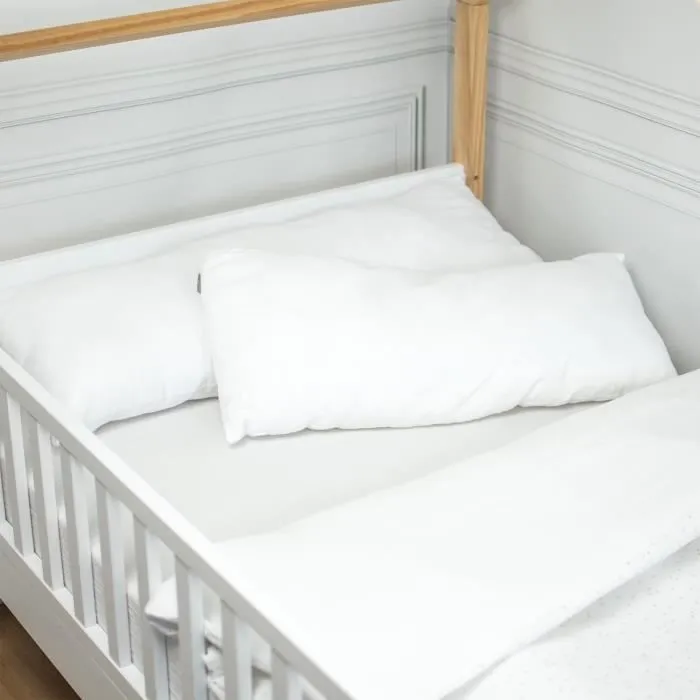 Traversin plat moelleux pour enfant satin de coton fabrication française 90 cm Blanc-1
