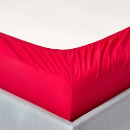 Drap-housse uni 90 x 190 cm 100% coton égyptien 200 fils coloris rouge-1