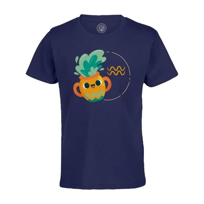 T-shirt Enfant Bleu Verseau Signe astrologie Zodiaque Dessin Symbole Illustration-0