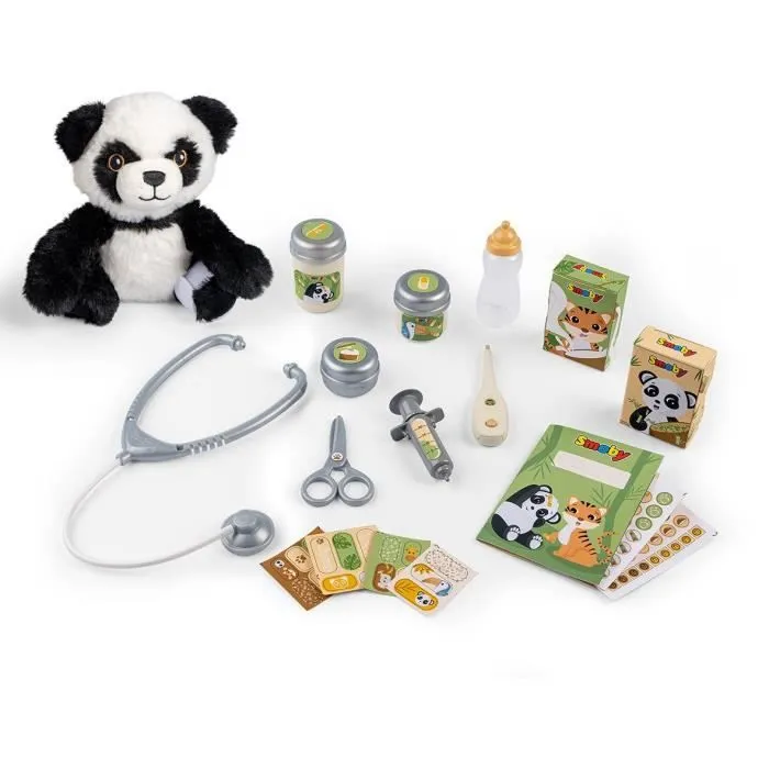Smoby - Centre Vétérinaire Zoo - 1 peluche Panda - Nombreux accessoires et fonctions-1