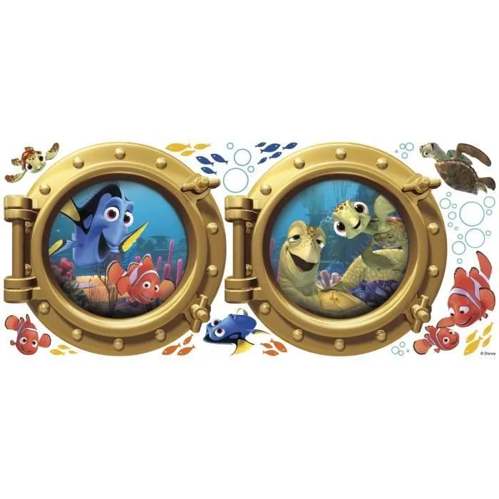 Stickers géant Némo Hublot Disney - ROOM MATES - Sticker - Enfant - Bleu-1